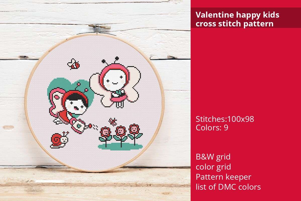 Valentine Happy Kids Cross Stitch