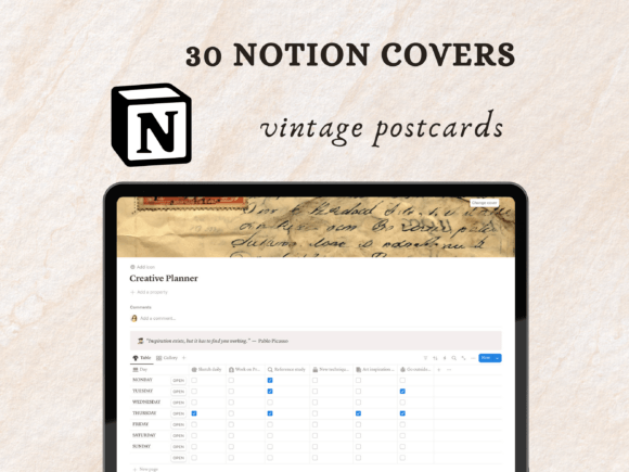 Vintage Postcards Notion Covers