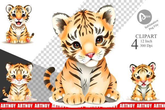 Watercolor Clipart Tiger Wildlife Graphic by Artnoy · Creative Fabrica