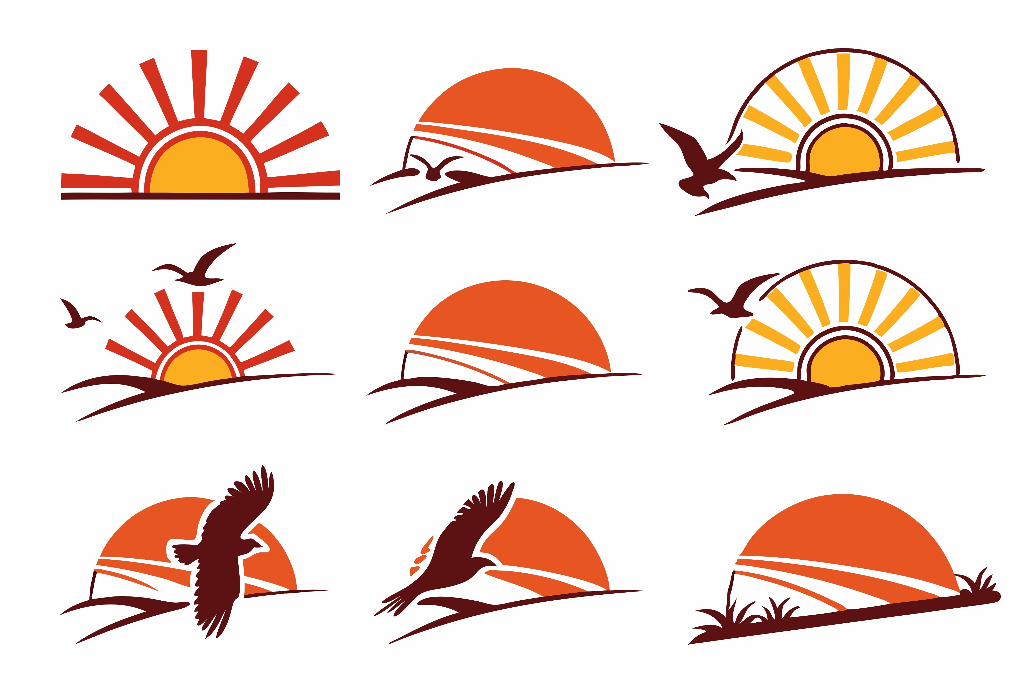 Setting Icons of Sunset, Various Shaped Graphic by Lal Mia · Creative ...