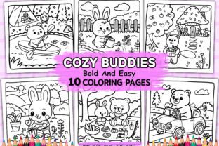 Cozy Buddies Coloring Page Bold and Easy Graphic by Creative Design ...