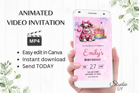 Cute Digital Girl Birthday Inviation