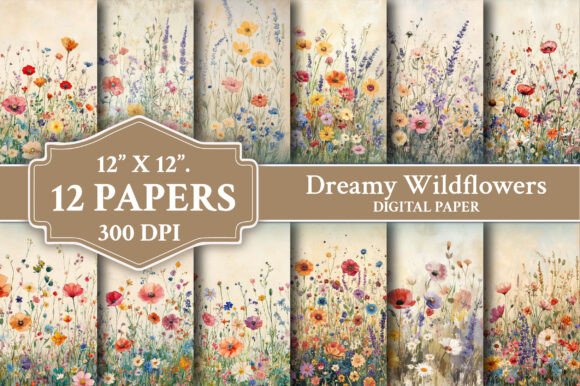 Dreamy Wildflowers Backgrounds Graphic by Art Zone · Creative Fabrica