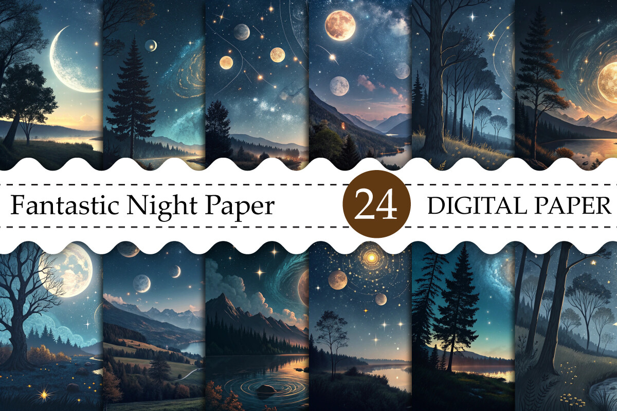 Fantastic Night Digital Paper Pack Graphic by Ak Artwork · Creative Fabrica