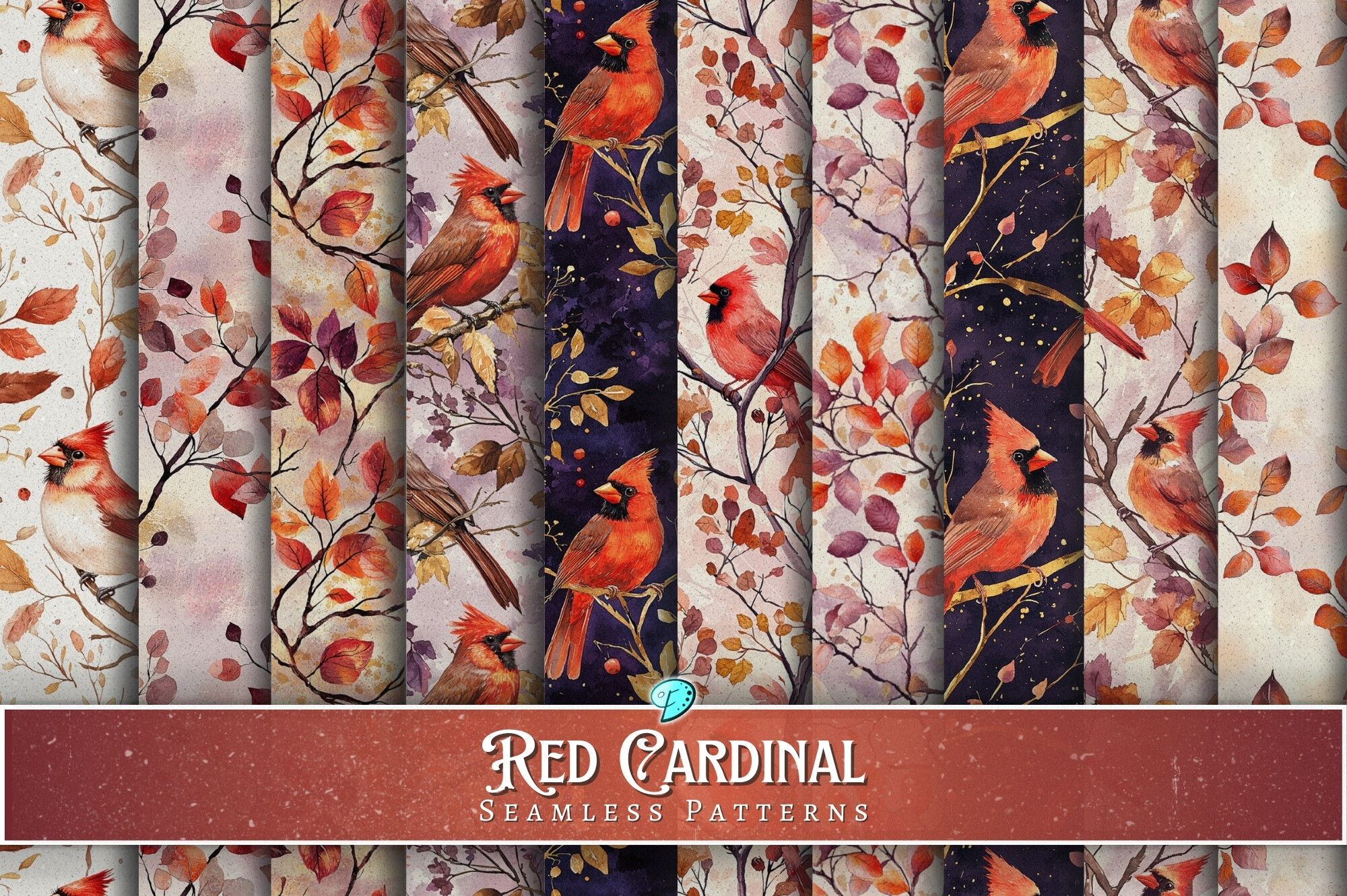 Cardinal Texture Red Cardinal Seamless Patterns Graphic by Emily Designs · Creative Fabrica
