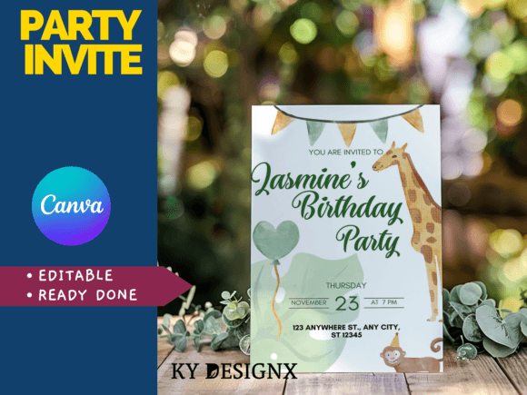 Jungle Themed Birthday Party Invite