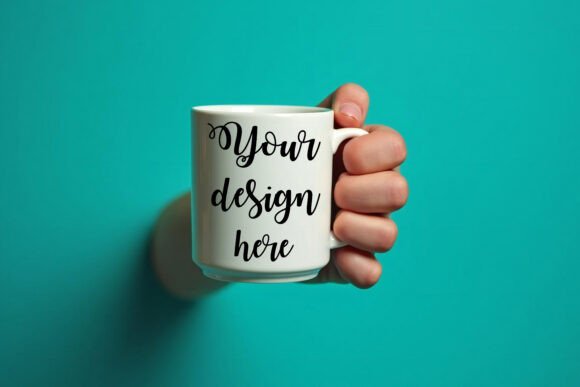 A Hand Holding White Coffee Mug Graphics