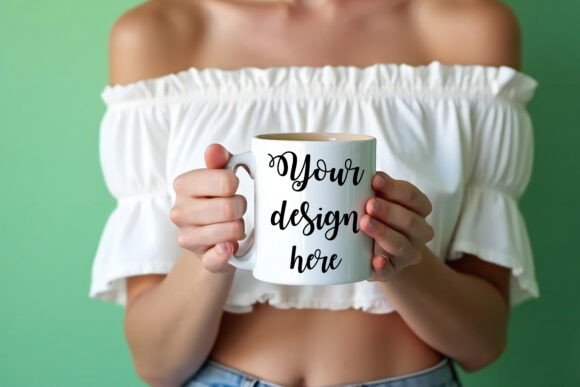 A Woman Holding White Coffee Mug Graphics