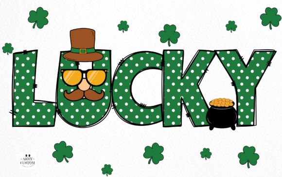 Dot Shamrock Font PNG with transparent background - Preview 1