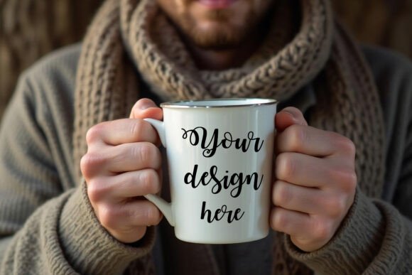 Man Holding White Coffee Mug Graphics