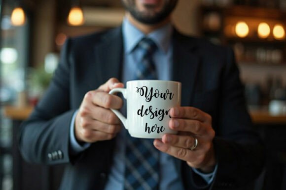 Man Holding White Coffee Mug Graphics