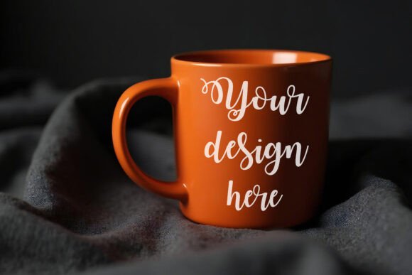 Orange Coffee Mug Mockup Graphics