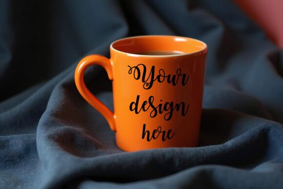 Orange Coffee Mug Mockup Graphics