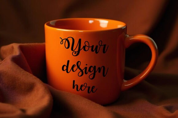 Orange Coffee Mug Mockup Graphics