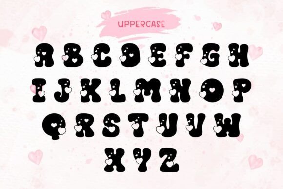 Retro Heart Font PNG with transparent background - Preview 5