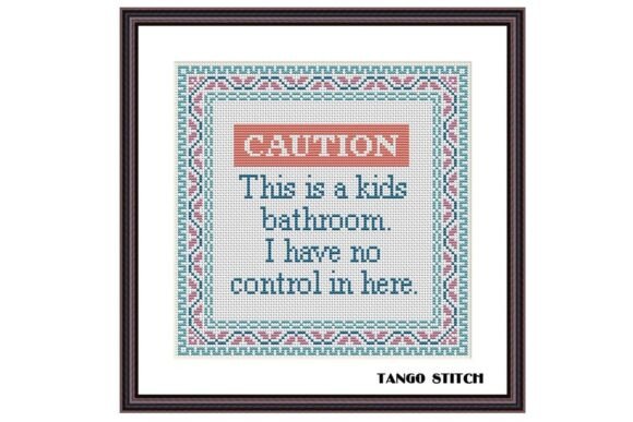 This is a Kids Bathroom Cross Stitch Art