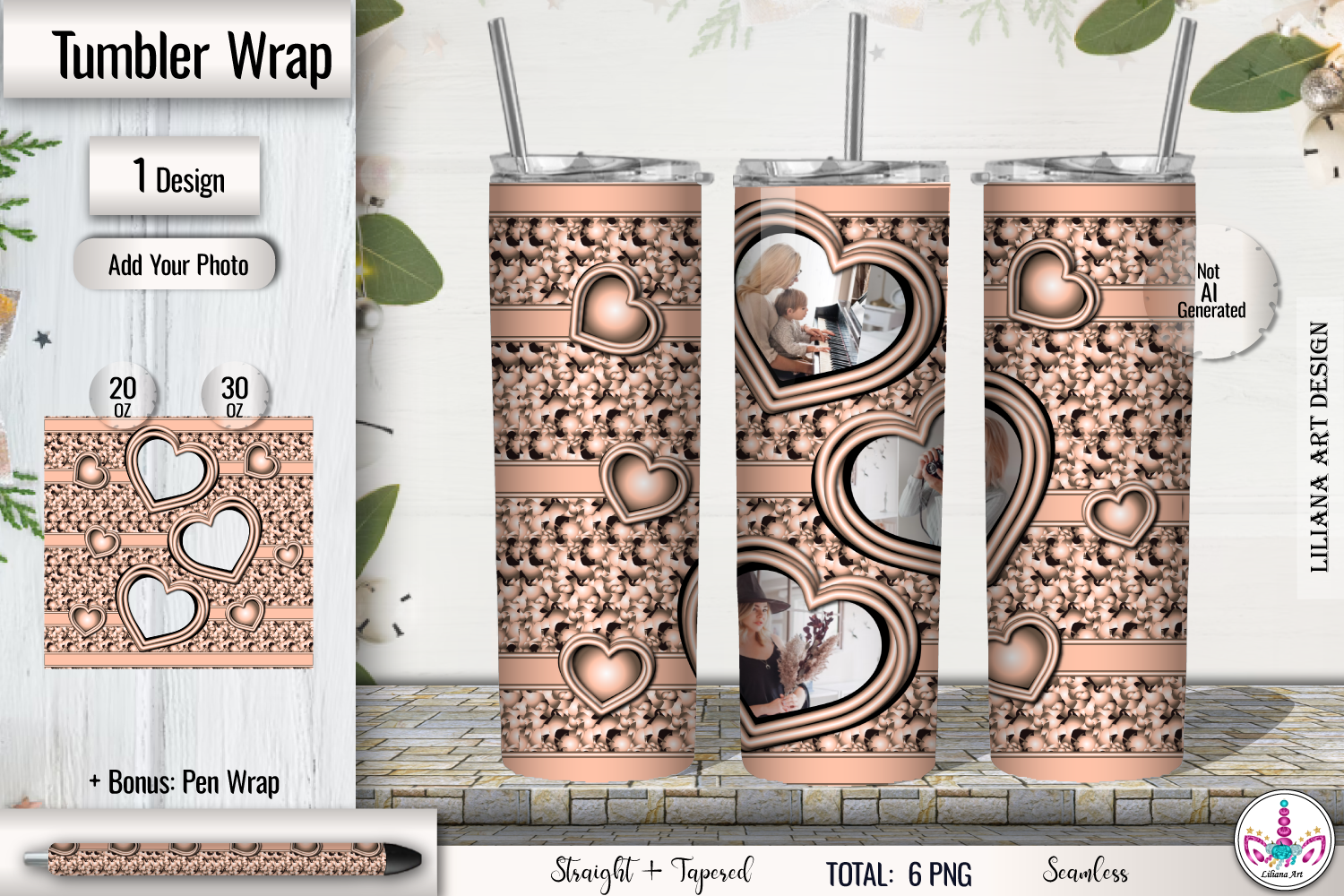 Valentine Heart Photo Tumbler Wrap Graphic by LilianaArt · Creative Fabrica