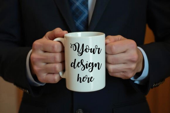 Woman Holding White Coffee Mug Graphics