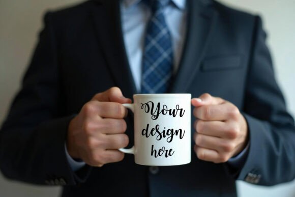 Woman Holding White Coffee Mug Graphics