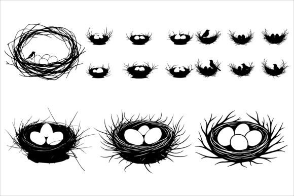 Bird Nest Silhouette Bundle Grafik Plotterdateien Von Creativelab19