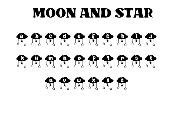 Cloud and Star Font PNG with transparent background - Preview 2