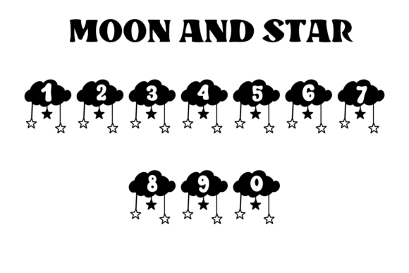 Cloud and Star Font PNG with transparent background - Preview 3