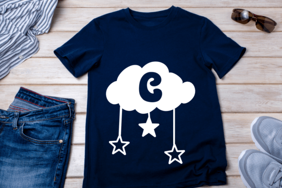 Cloud and Star Font PNG with transparent background - Preview 4