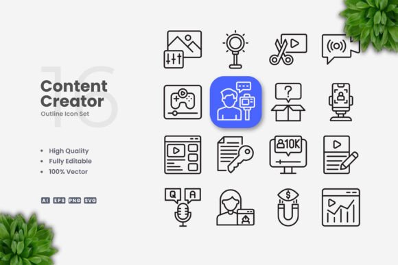 Content Creator 2 Icons Graphic by upnowgraphic · Creative Fabrica
