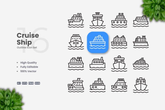 Cruise Ship Icons Graphic by upnowgraphic · Creative Fabrica
