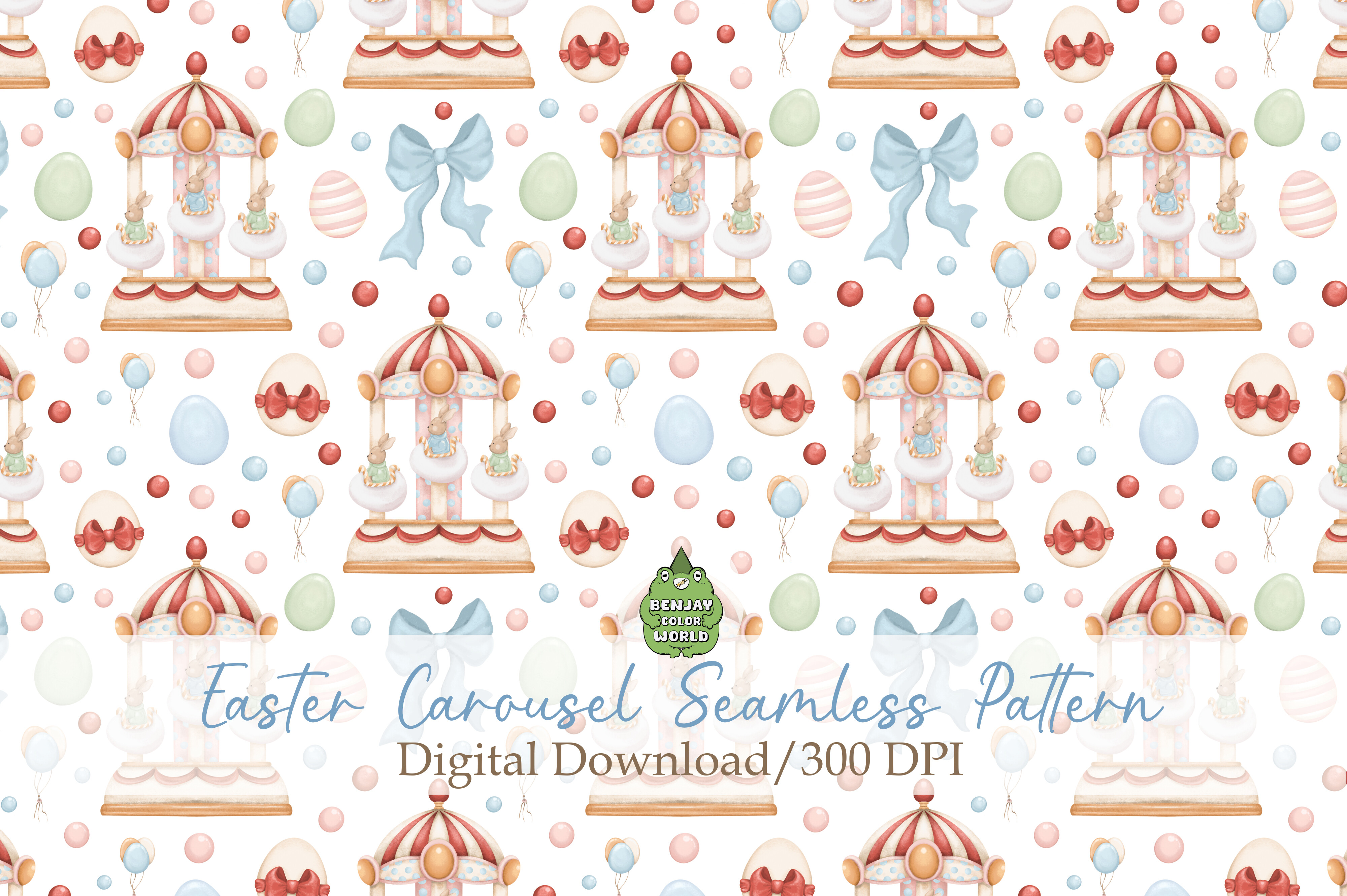Simple Carousel Pattern Easter Carousel Seamless Pattern Graphic by benjaycolorworld · Creative ...