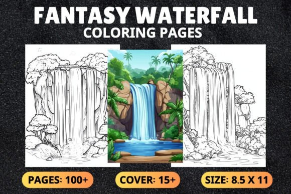 Fantasy Waterfall Coloring Pages