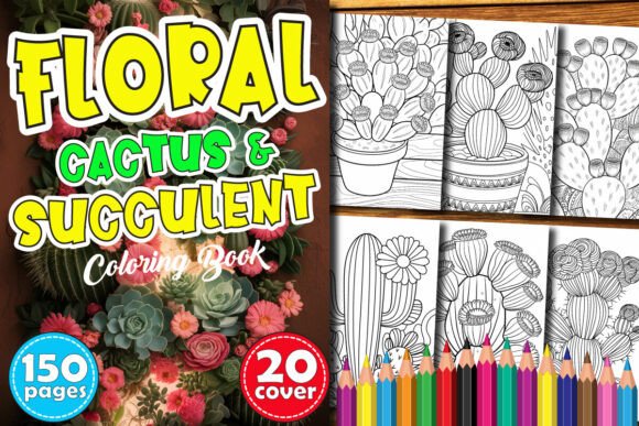 Floral Cactus & Succulent Coloring Book