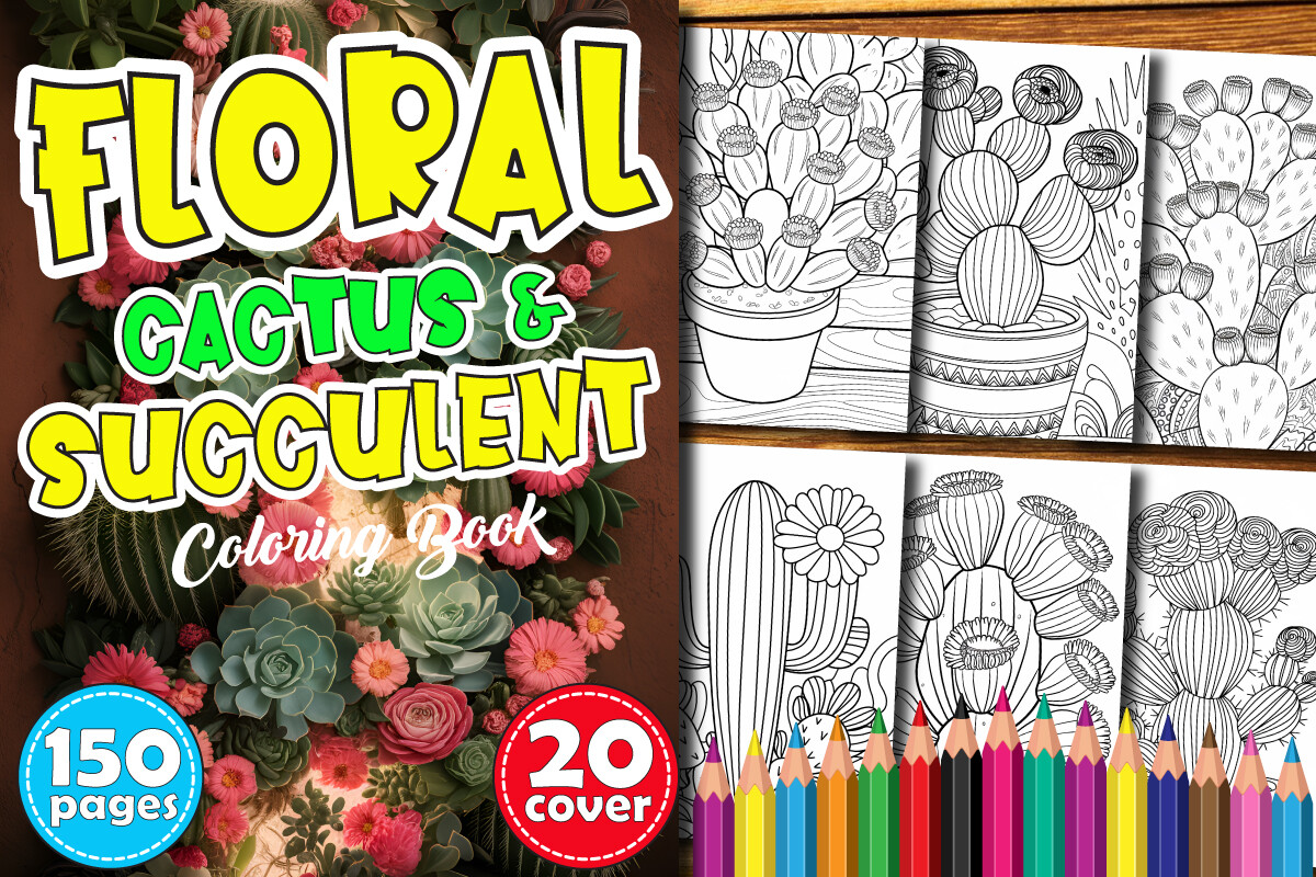 Floral Cactus & Succulent Coloring Book