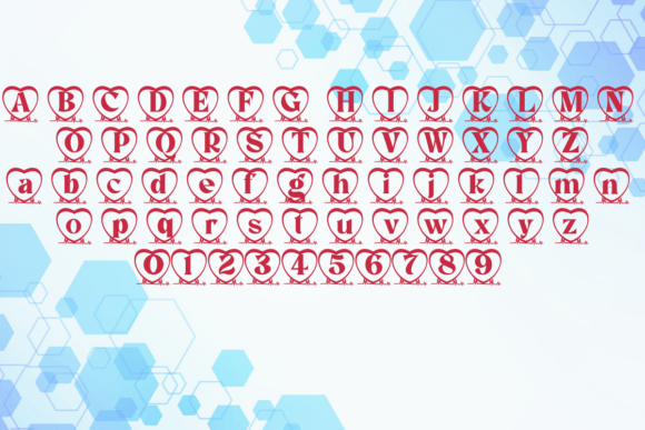 Love Bubble Heart Font PNG with transparent background - Preview 1