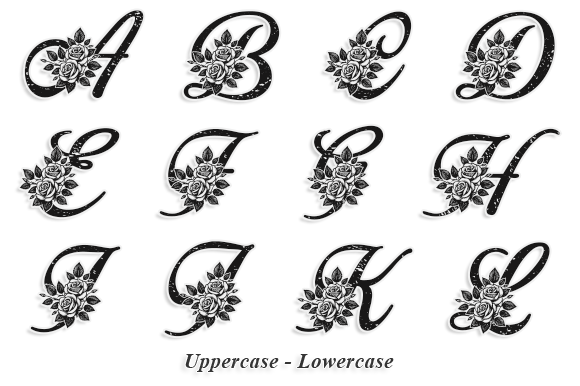Raisha Flower Monogram Font PNG with transparent background - Preview 5