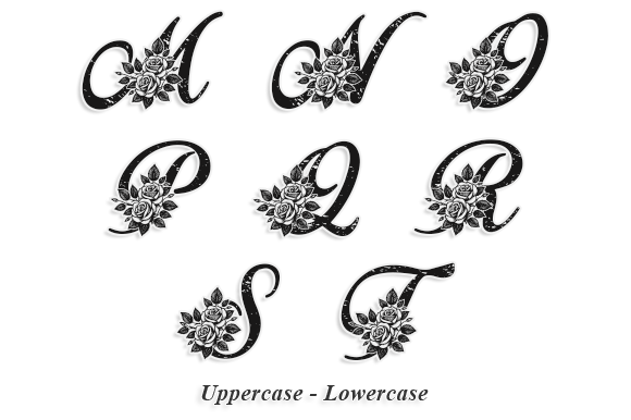 Raisha Flower Monogram Font PNG with transparent background - Preview 6