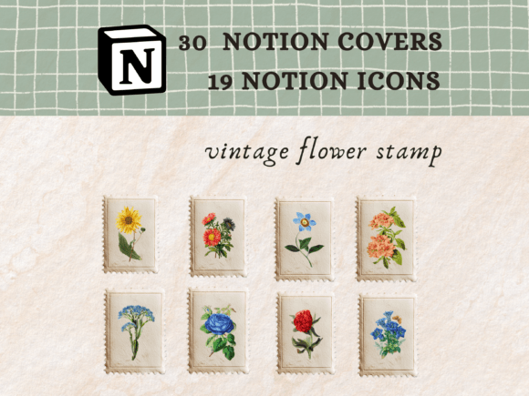 Vintage Flower Stamp Notion Icons