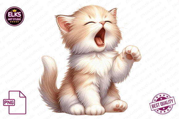 Watercolor Cute Cats Kittens Clipart PNG cool tones for nursery art and sublimation