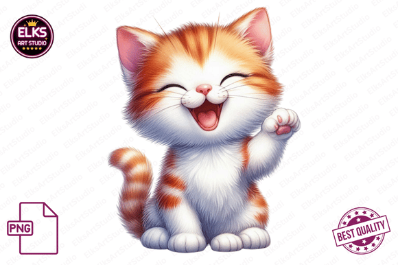 Watercolor Cute Cats Kittens Clipart PNG for sublimation and printable products