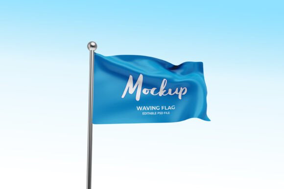 Waving Flag Mockup Graphic Signage & Outdoor Mockups By Kenrichi