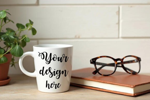 White Mug On Beautiful Background Graphics