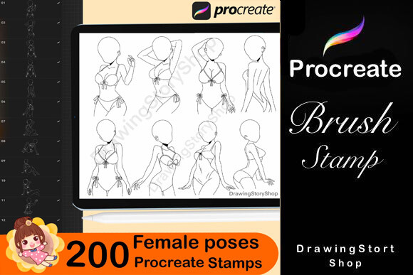 200 Procreate Female Poses Brushes - photo 2