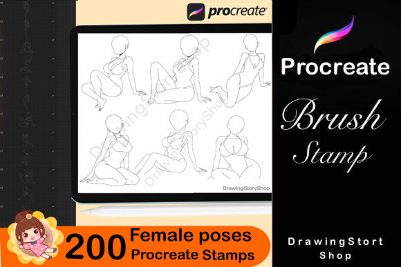 200 Procreate Female Poses Brushes - photo 4