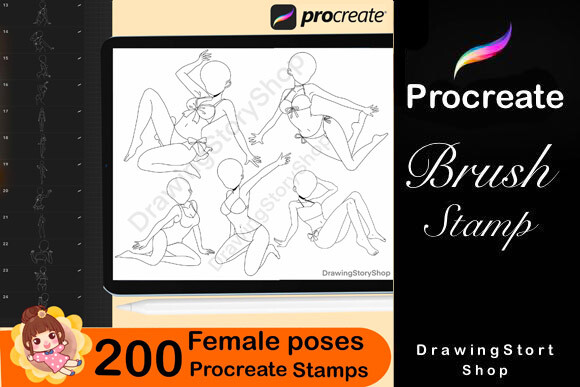 200 Procreate Female Poses Brushes - photo 5