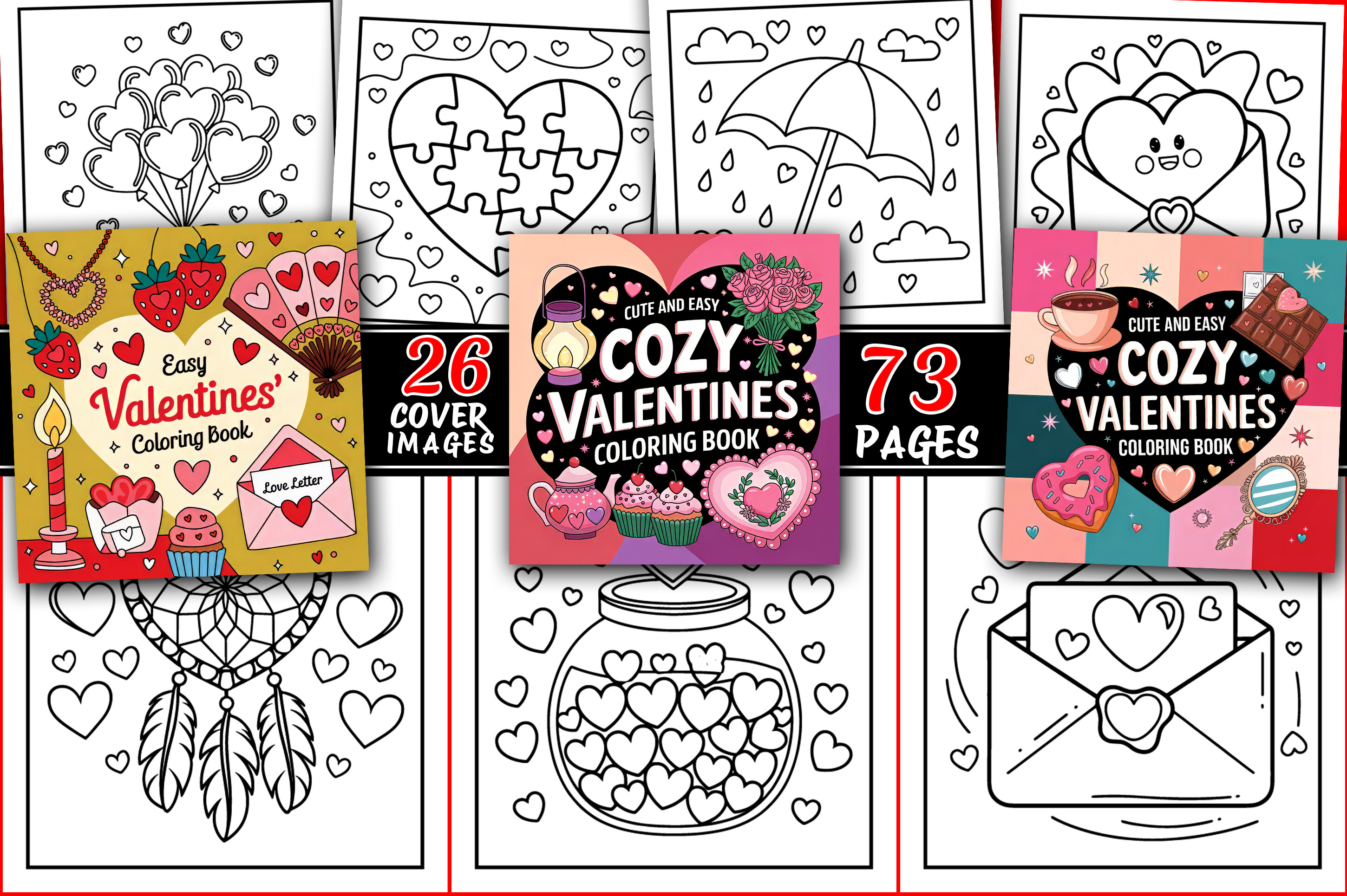 70+ Easy Cozy Valentine's Coloring Pages