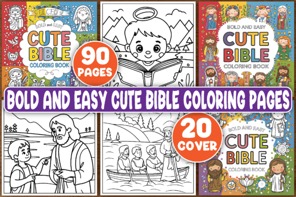 Bold and Easy Cute Bible Coloring Pages Graphic by Design Express ...