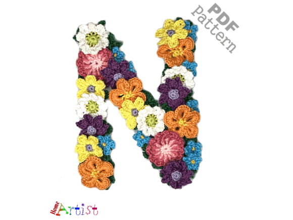 Floral Letter N Crocht Applique Pattern
