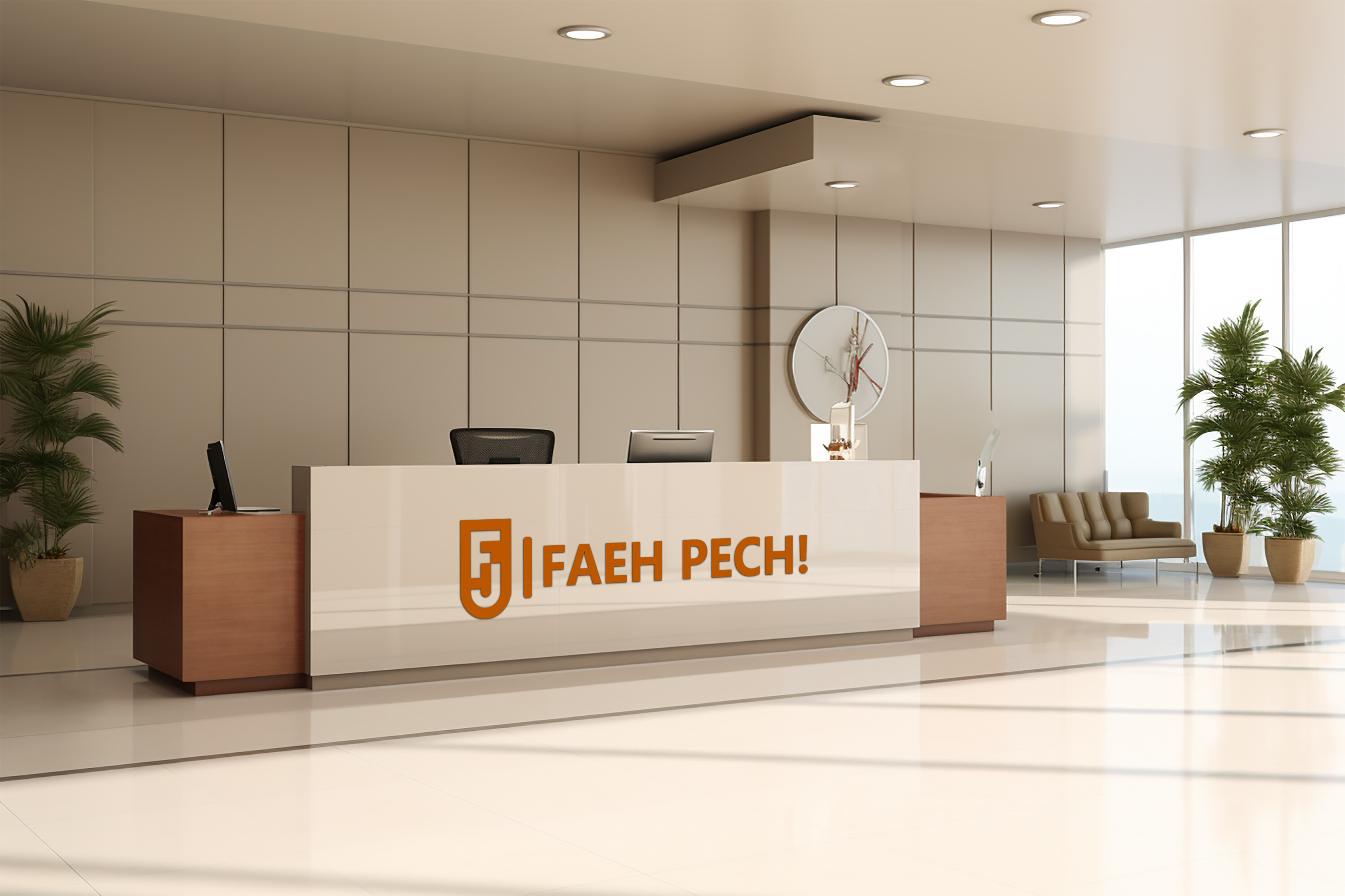 Office Counter Logo Mockup Graphic by Motin · Creative Fabrica