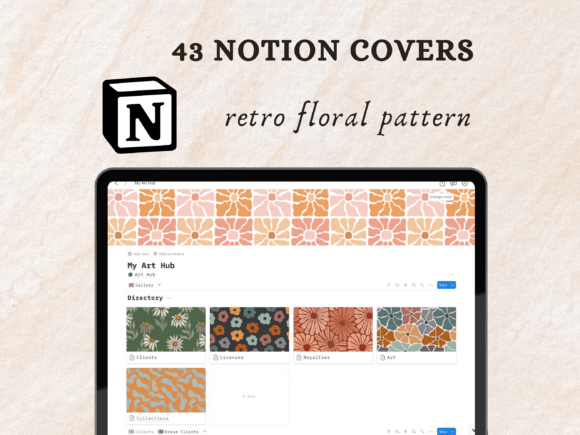 Retro Floral Pattern Notion Covers