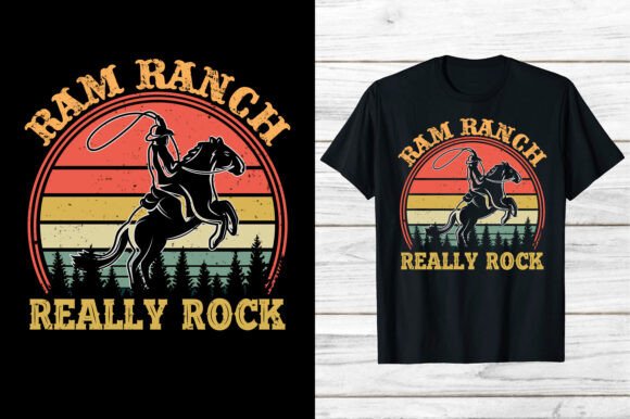Preview of Western Cowboy Ram Ranch Rocks Shirt Eps T-shirt, sticker, and sublimation design